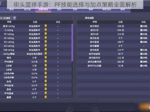 街头篮球手游：PF技能选择与加点策略全面解析