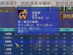 三国群英传7：顶级道具全解析，助你征战沙场