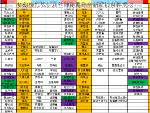 梦幻模拟战伊莉丝神秘羁绊全新解锁条件揭秘