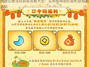 桃源记激活码获取攻略大全：实用指南助你轻松获取激活码