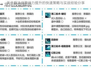 关于裁决战歌战力提升的快速策略与实战经验分享