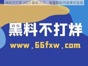 黑料不打烊 2023 最新入口，海量精彩内容等你发现