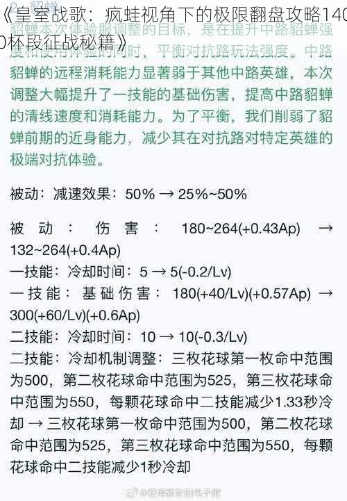 《皇室战歌：疯蛙视角下的极限翻盘攻略1400杯段征战秘籍》