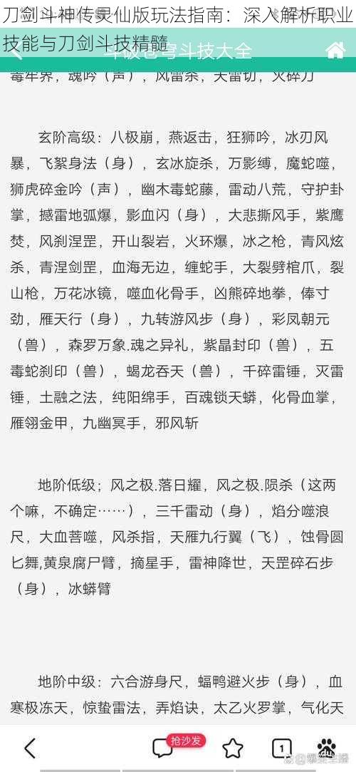 刀剑斗神传灵仙版玩法指南：深入解析职业技能与刀剑斗技精髓