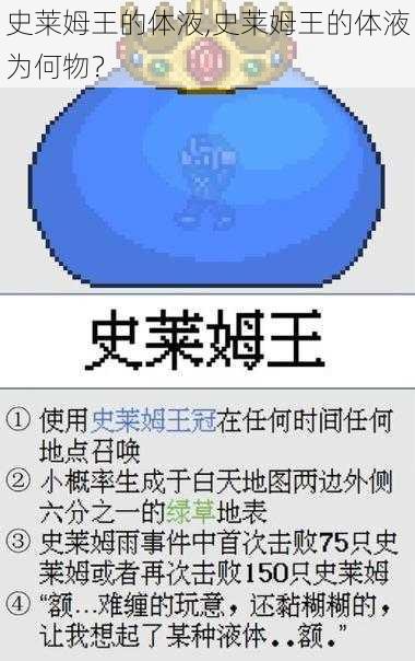 史莱姆王的体液,史莱姆王的体液为何物？