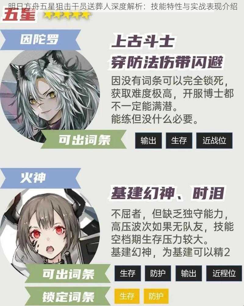 明日方舟五星狙击干员送葬人深度解析：技能特性与实战表现介绍