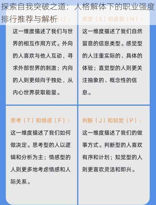 探索自我突破之道：人格解体下的职业强度排行推荐与解析