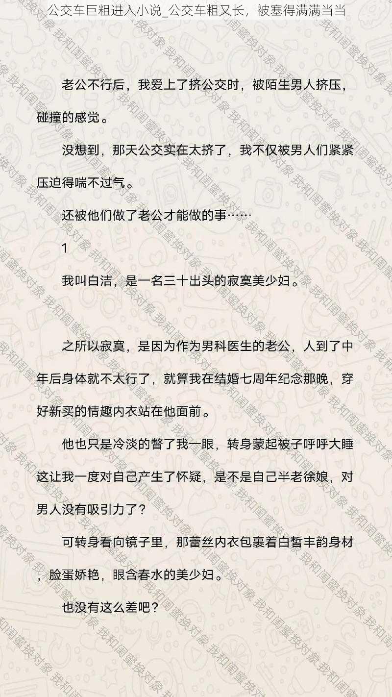 公交车巨粗进入小说_公交车粗又长，被塞得满满当当