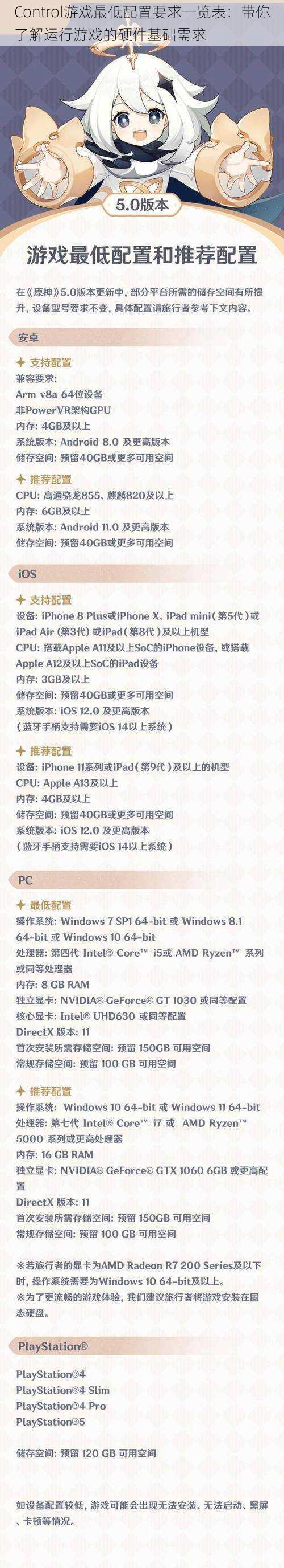 Control游戏最低配置要求一览表：带你了解运行游戏的硬件基础需求