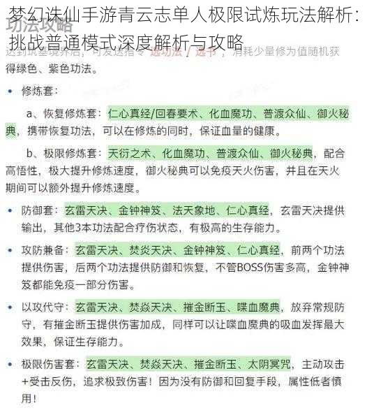 梦幻诛仙手游青云志单人极限试炼玩法解析：挑战普通模式深度解析与攻略