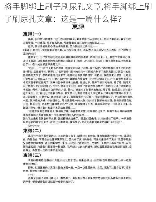 将手脚绑上刷子刷尿孔文章,将手脚绑上刷子刷尿孔文章：这是一篇什么样？