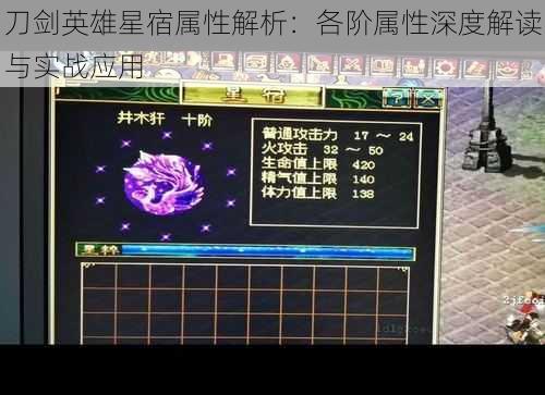 刀剑英雄星宿属性解析：各阶属性深度解读与实战应用