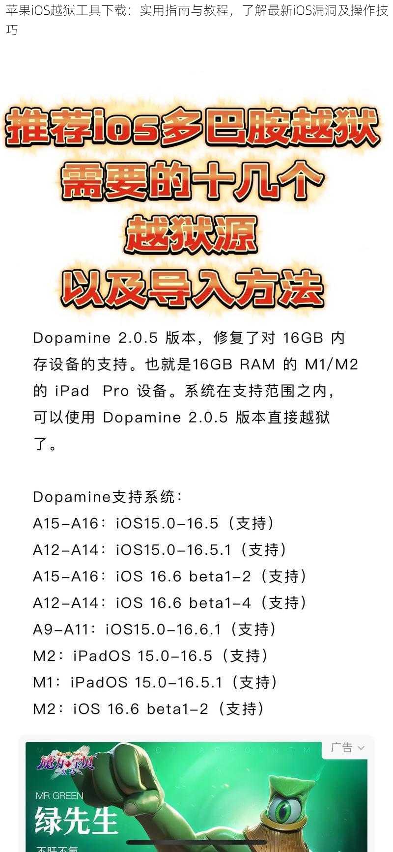 苹果iOS越狱工具下载：实用指南与教程，了解最新iOS漏洞及操作技巧