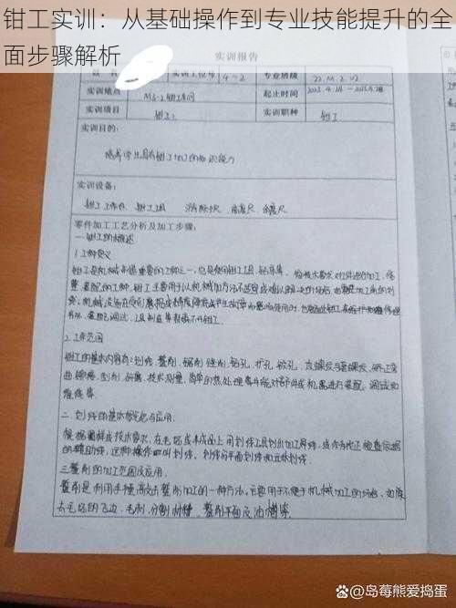 钳工实训：从基础操作到专业技能提升的全面步骤解析