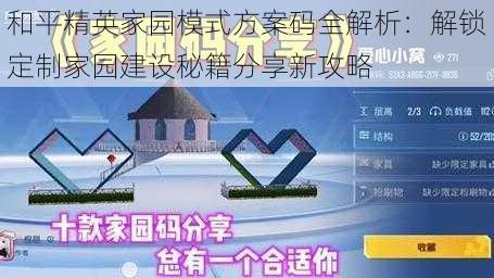 和平精英家园模式方案码全解析：解锁定制家园建设秘籍分享新攻略