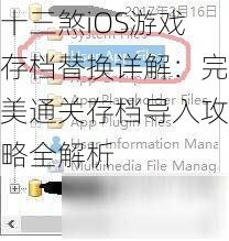 十三煞iOS游戏存档替换详解：完美通关存档导入攻略全解析